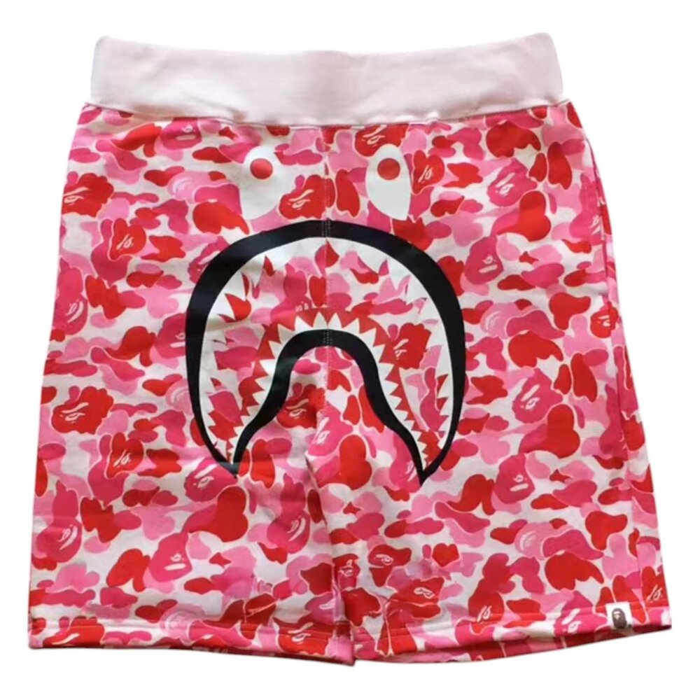 BAPE ABC Camo Shark Sweat Shorts Pink | A Bathing Ape